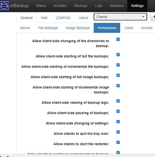 Server Side Permissions Settings for Clients